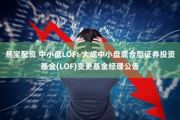 易宝配资 中小盘LOF: 大成中小盘混合型证券投资基金(LOF)变更基金经理公告