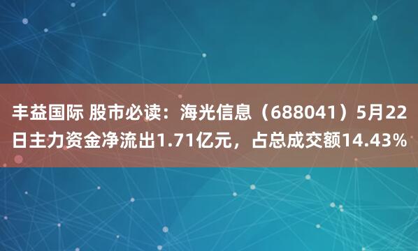 丰益国际 股市必读：海光信息（688041）5月22日主力资金净流出1.71亿元，占总成交额14.43%
