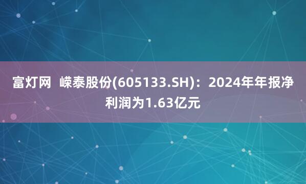 富灯网  嵘泰股份(605133.SH)：2024年年报净利润为1.63亿元