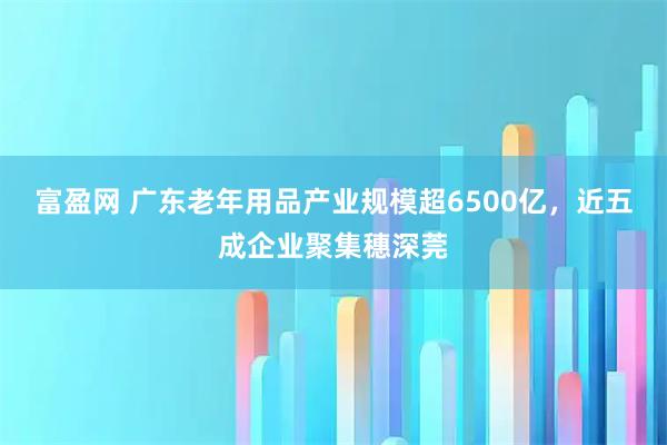 富盈网 广东老年用品产业规模超6500亿，近五成企业聚集穗深莞